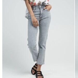 Anthropologie AMO Chloe Crop Jeans Opal Straight Leg High Waisted Acid Wash